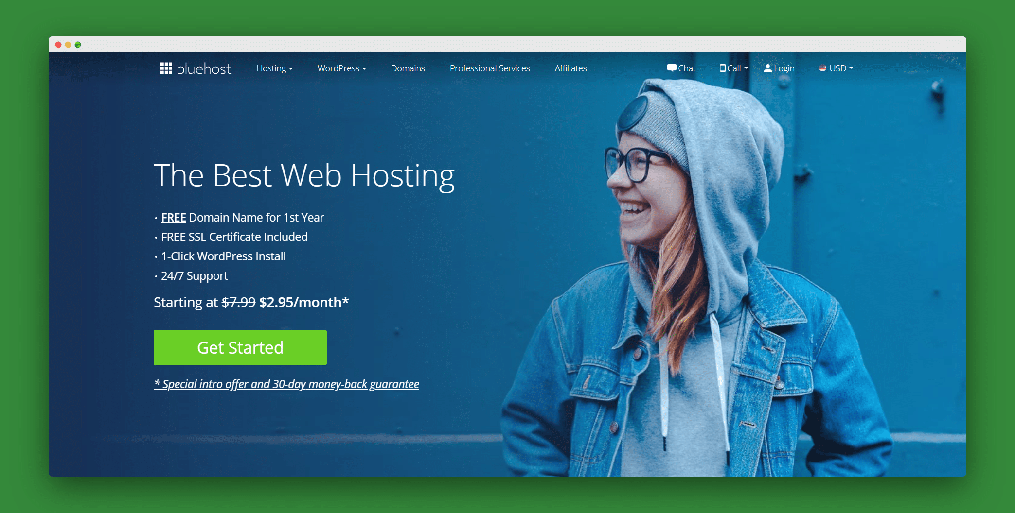 bluehost landing page