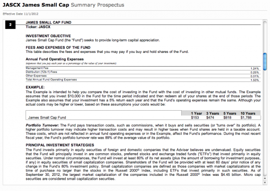 JASCX Mutual Fund Prospectus