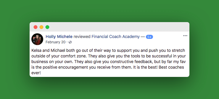 Financial Coach Testimonial