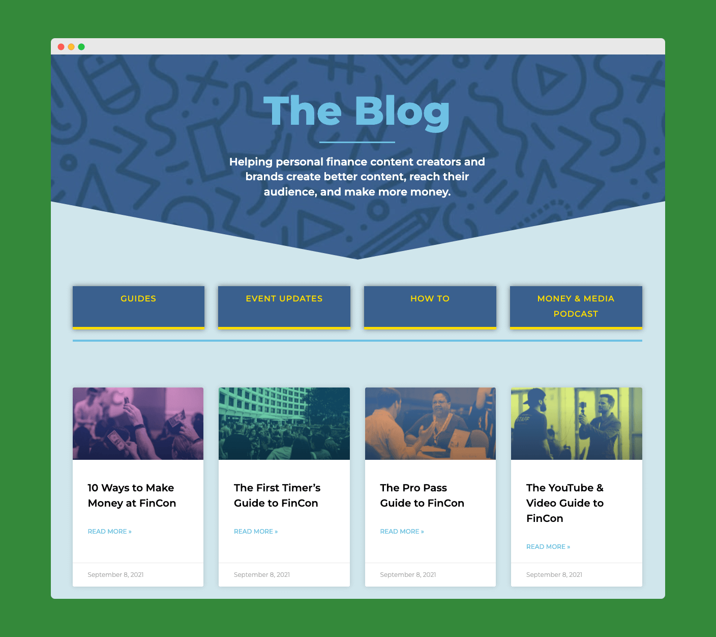 The FinCon Blog and Podcast Content Screenshot
