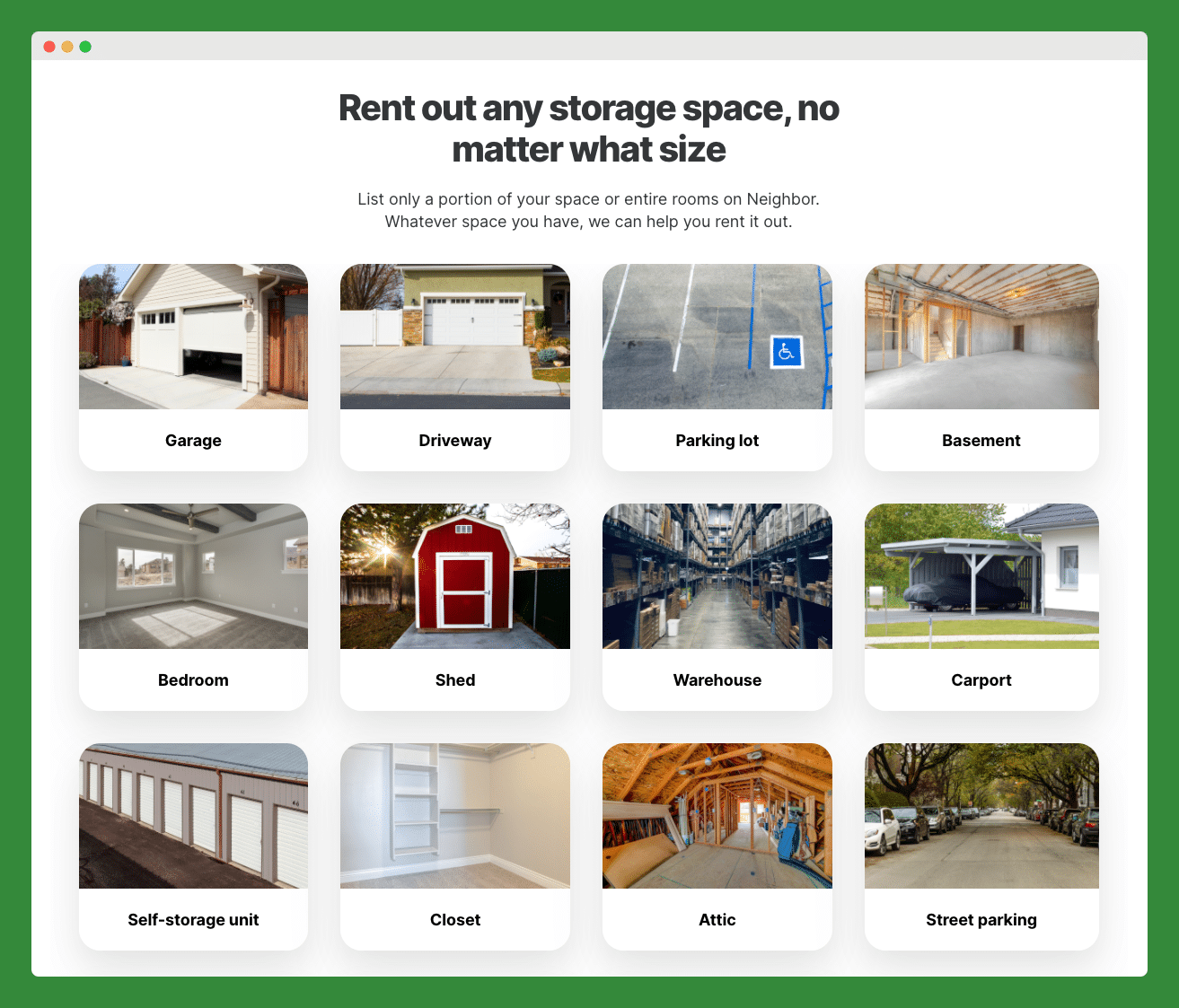 Types of Storage Space on Neighbor